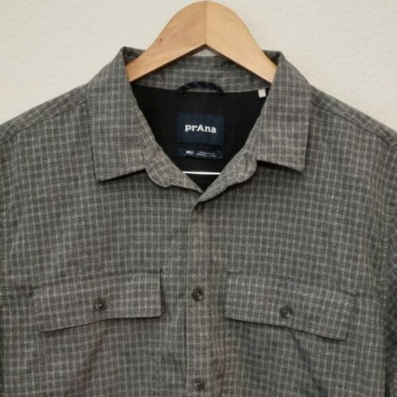 Prana Vented Outdoor Shirt Mens Medium Gray Hiking Fishing Travel - Picture 4 of 10